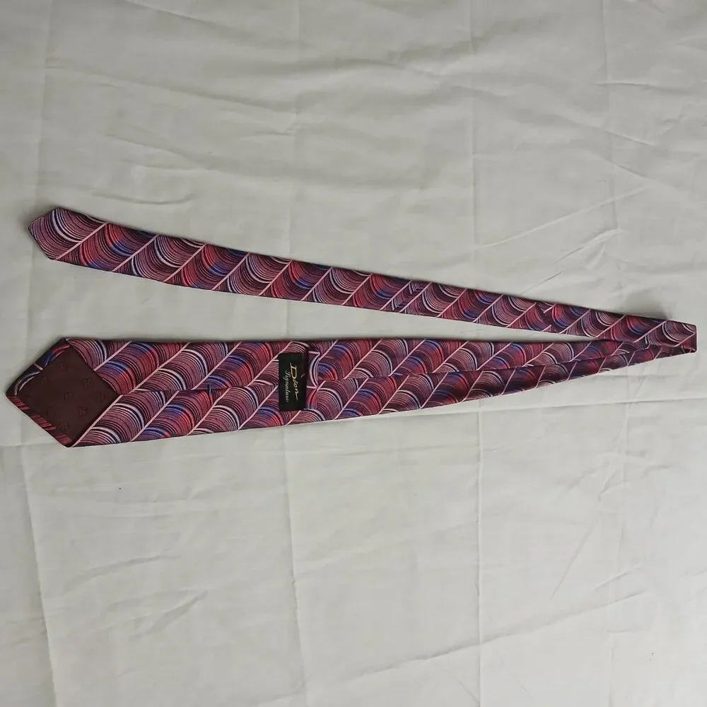 Vintage Christian‎ Dior Signature Necktie Blue Pink and Purple 100% Silk